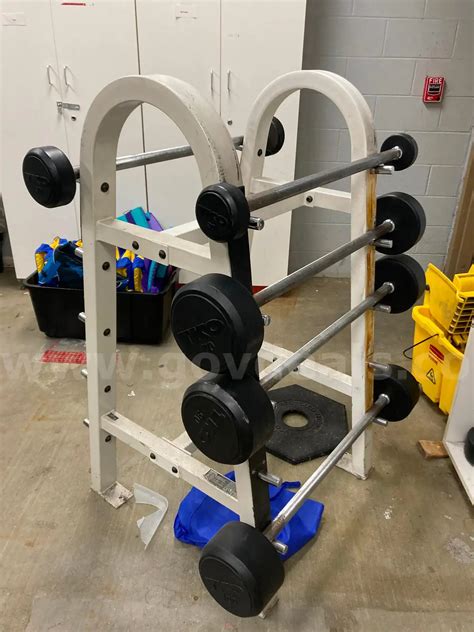 Rack with 9 Barbells | GovDeals