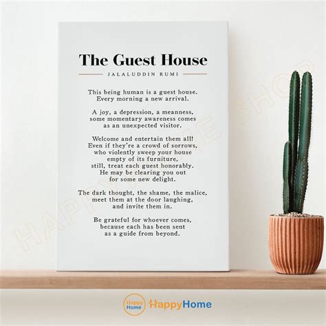 Jalaluddin Rumi Wall Art the Guest House Rumi Poem Prints Motivational Poetry Inspirational ...