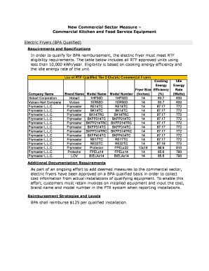Fillable Online bpa New Commercial Sector Measure Commercial Kitchen ...