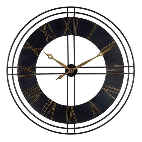 Crosby St. Black Metal Round Wall Clock, 36"