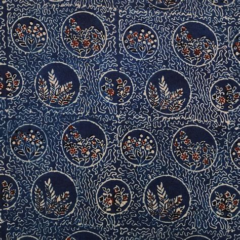 Pure Cotton Ajrak Blue With Self Design With Some Plants In A Circle H ...