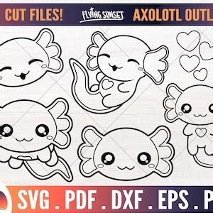 Axolotl Outline SVG Cute Axolotl PNG Axolotl Coloring Page - Etsy India