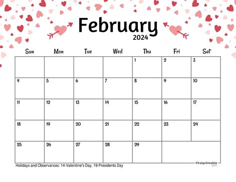 Free Printable & Fillable February Calendar 2024