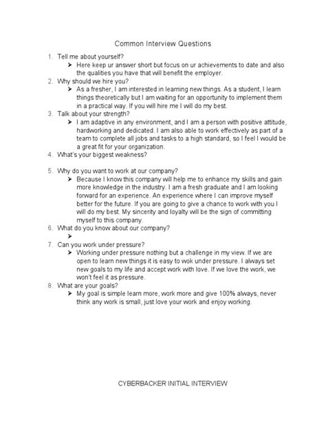 Common Interview Questions | PDF