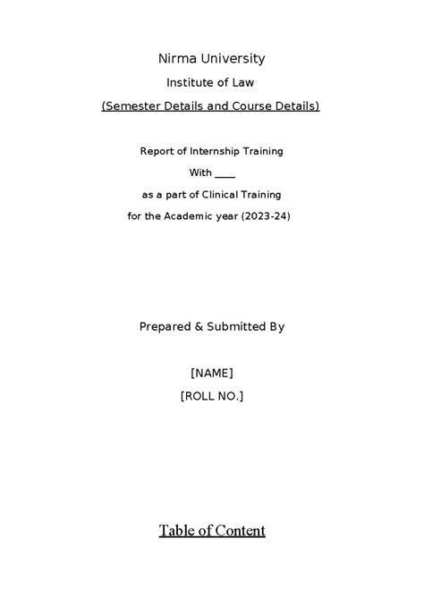 Report Format - Nirma University Institute of Law (Semester Details and ...