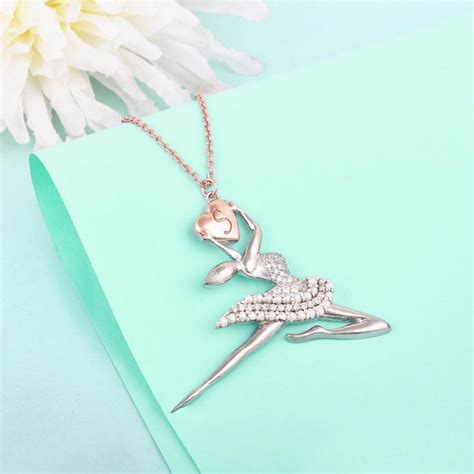 Buy Personalized Ballerina Necklace: Sterling Silver Initial Charm ...