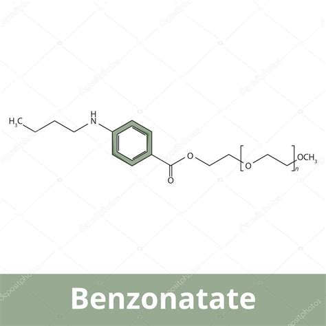 Estructura química del benzonatato. Es un medicamento que se usa para tratar de ayudar con los ...