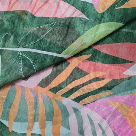 Buy Premium Green Tropical Print Organza Fabric Online at TradeUNO ...