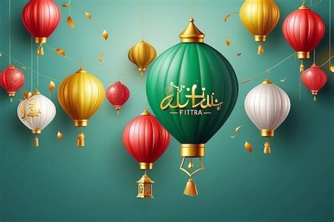 Translation happy eid al fitr 3d realistic balloon idul fitri means eid ...