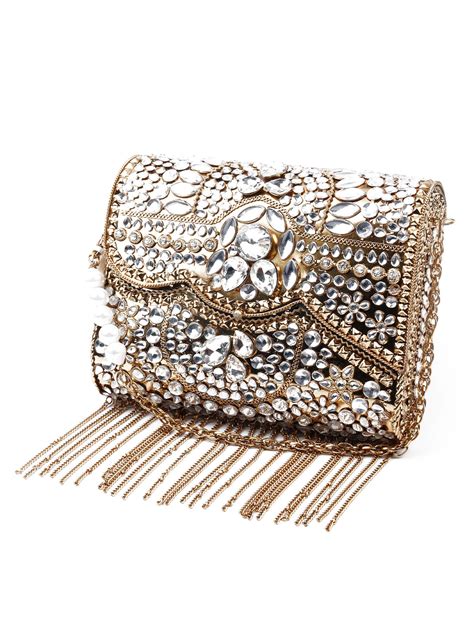 Odette Women Antique Looking Gold Color Metal Clutch