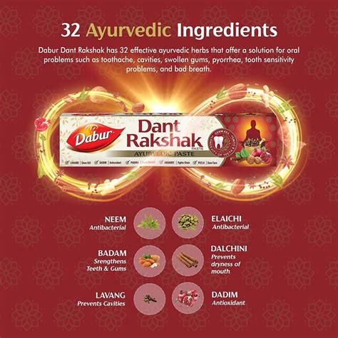 Dabur Dant Rakshak Ayurvedic Toothpaste, 80 gm Price, Uses, Side ...