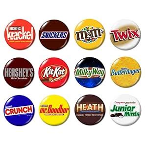 Candy Logo Buttons Pins (set #1), 1.25" in diameter, Metal, no gemstone ...