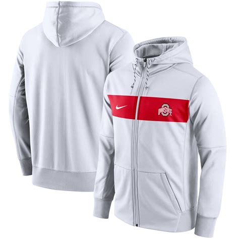 Men's Nike White Ohio State Buckeyes Logo Performance Full-Zip Hoodie