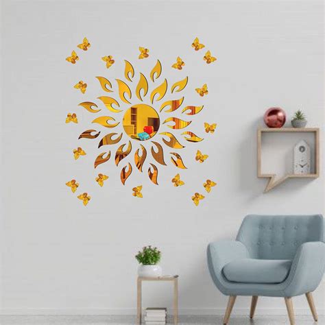 Buy Sun 20 Butterfly Golden Wall Mirrors|Acrylic Stickers|Mirrors|Wall ...