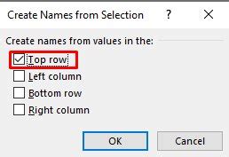 Image result for Create From Selection Command Excel