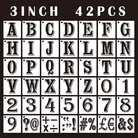Dequera 42PCS Letter Stencils 3inch Reusable Plastic, Small Alphabet ...