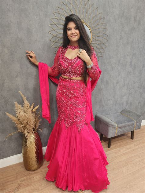 Cherry pink fishcut lehenga set – MODERNSAHIBA