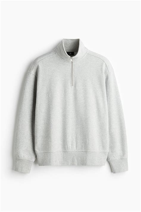 Loose Fit Zip-top sweatshirt - Grey marl - Men | H&M IN