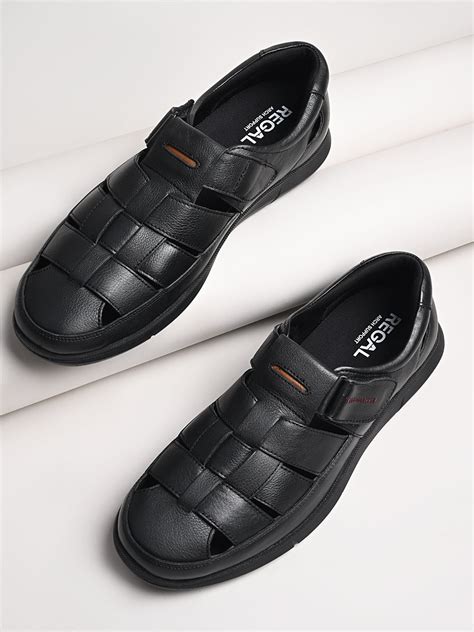 Regal Black Men Leather Casual Fisherman Sandals – Regal Shoes