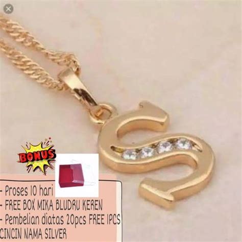 Jual Kalung Inisial GOLD + PERMATA (bisa request huruf) PGM KN19 - Gold ...