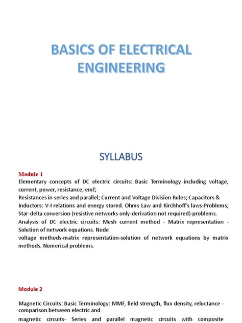 Image result for Basic Electrical Engineering Module 1