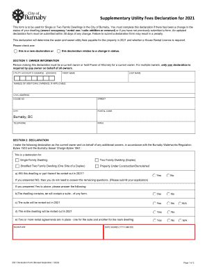 Canada Supplementary Utility Fees Declaration 2021-2026 - Fill and Sign ...