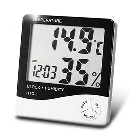 HTC Instrument 103-CTH Digital Indoor Hygrometer Thermometer with Clock ...
