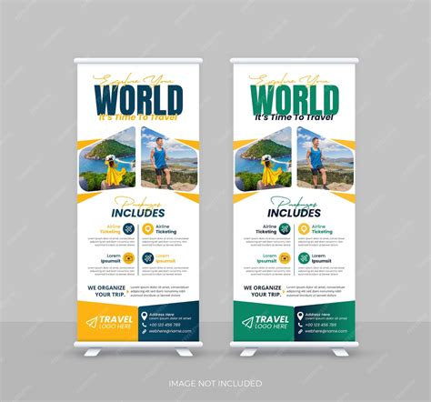 Travel agency roll up banner and business trip x banner tour packages ...