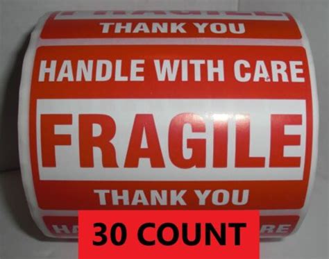 FRAGILE HANDLE WITH CARE STICKERS 2x3 Pack of 30 | Ubuy India