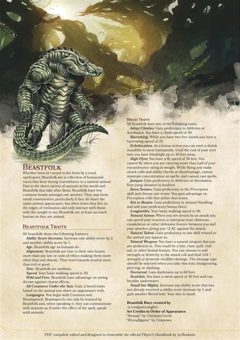 dnd-5e-homebrew: “Beastfolk race by coolgamertagbro ” Dungeons And ...