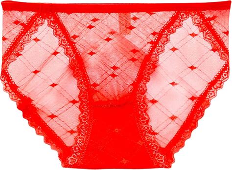 Buy Satin Panties Thong Underwear Women Lace Trim Seamless Sheer ...