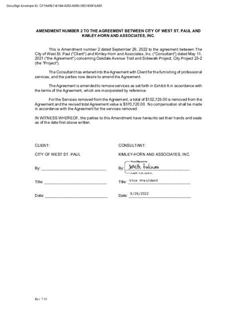 Fillable Online AMENDMENT NUMBER 2 TO THE AGREEMENT BETWEEN CITY ...