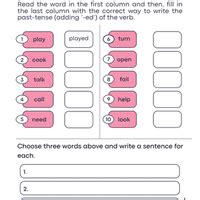 Past Tense Verbs Important Questions - UKG English PDF Download