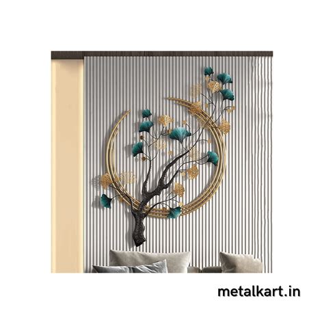 Metallic tree embracing moon wall hanging (48 x 28 Inches) - Punam ...