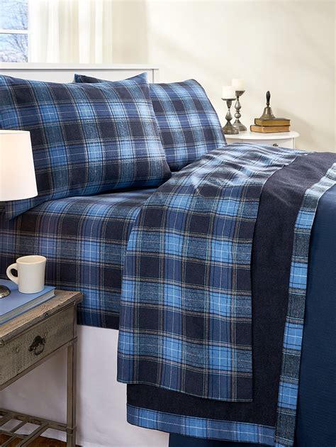 Portuguese Heathered Plaid Double Flannel Blanket | Plaid bedding ...
