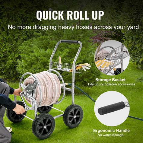 VEVOR Hose Reel Cart, Hold Up to 250 ft of 5/8’’ Hose, Garden Water ...