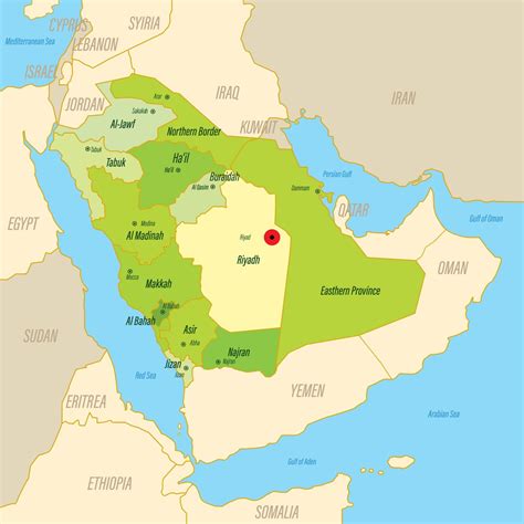 Map of Saudi Arabia and Surrounding Borders 21284214 Vector Art at Vecteezy