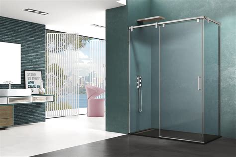 Mampara de ducha frontal con panel fijo lateral corredero transparente ...