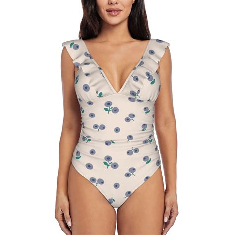 One Piece Swimsuits Women Tummy Control, Cute Blueberry Light Blue ...