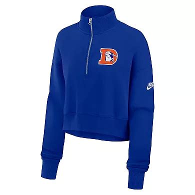 Women's Nike Royal Denver Broncos Rewind Phoenix Cropped Half-Zip ...
