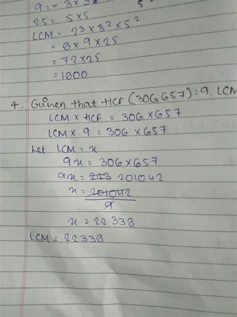 given that HCF 306 and 657 is 9 find LCM of 306 and 657 - Brainly.in