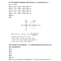Solved Examples: Parabola - Mathematics (Maths) for JEE Main and ...