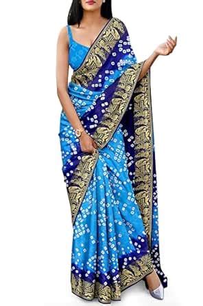 Buy JERAVI Enterprise Hend Bandhej Bandhani Silk saree With Zari ...