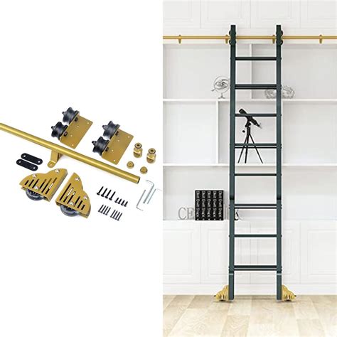 Rolling Library Ladder Hardware Kit - Round Tube Sliding Ladder Track ...