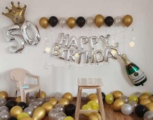 Flipkart.com | Bash N Splash Solid birthday Gold Silver & Black Balloon ...