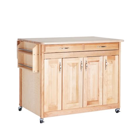 Catskill Craftsmen Brown Wood Base with Wood Butcher Block Top Rolling ...