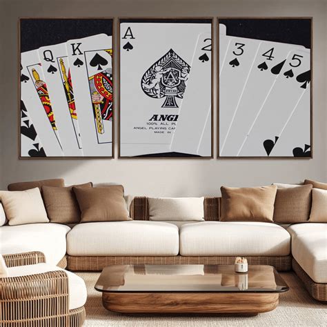 Poker Wall Art: Playing Cards Canvas - Ace and Royal Flush Decor ...
