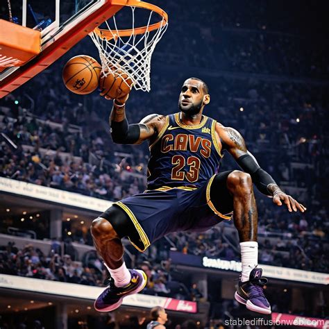 LeBron James Dunking | Stable Diffusion Online