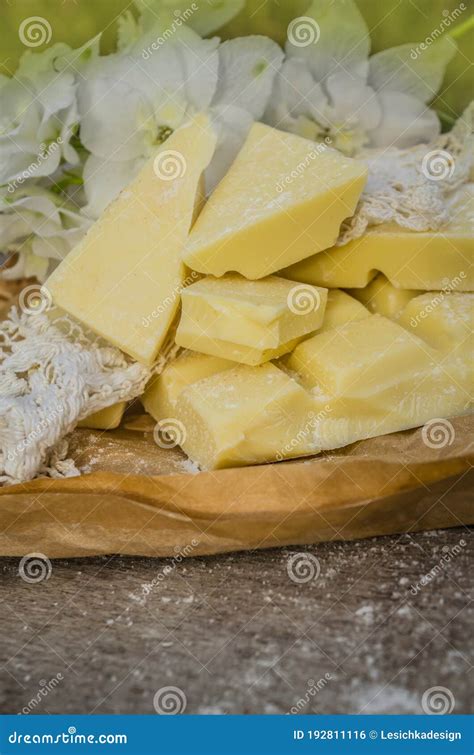 Pieces of cocoa butter stock photo. Image of macro, chopped - 192811116