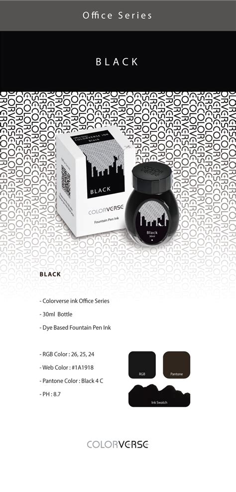 Colorverse | Black | Fountain Pen Bottled Ink | Office Series | 30ml